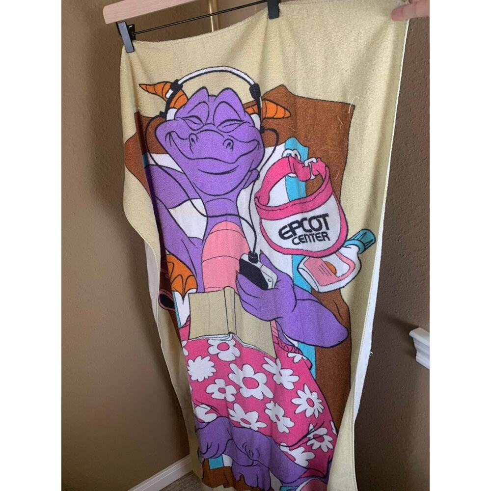 Vintage 1984 EPCOT Center Figment Beach Towel Walt Disney Productions Rare